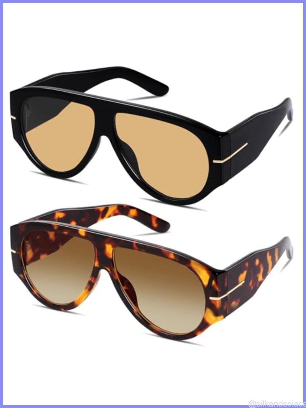 Oversized Aviator Sunglasses UV400 Retro 70s Full Frame Shades
